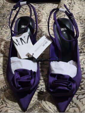 ZARA Sling back ankle wrap around heels.